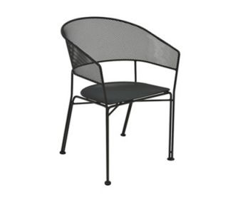 EmuAmericas Stacking Arm Chair, Extended Steel Mesh Seat, Wrought Iron Frame, Aluminum