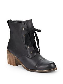 Elea Lace Up Leather Combat Boots   Black