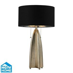 Dimond Lighting DMD HGTV311 Universal Gold Leaf Table Lamp with Black Shade & Do