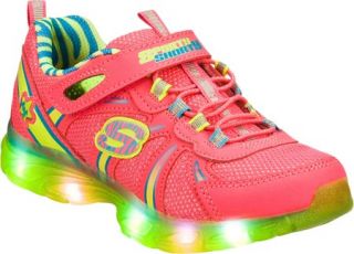 Girls Skechers S Lights Glitzies Spark Upz   Silver/Multi Casual Shoes