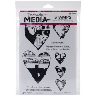 Dina Wakley Media Cling Stamps 6x9 collaged Hearts