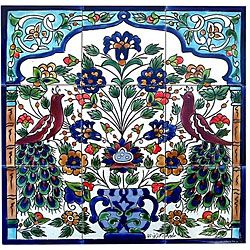 Antique style Peacock 9 tile Ceramic Mosaic