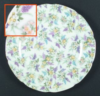 Lefton Lilac Chintz Luncheon Plate, Fine China Dinnerware   Pink/Yellow/Purple F