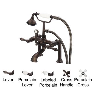 Water Creation F6 0006 03 Vintage Classic 7 inch Spread Deck Mount Tub Faucet With 6 inch Risers And Handheld Shower