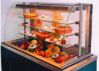 Piper Products 74 in Cold Food Display Case w/3 Glass Shelves, Modular, Recessed Base