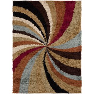 Contemporary Mets Multi Colored Abstract Shag Rug (2 X 3)
