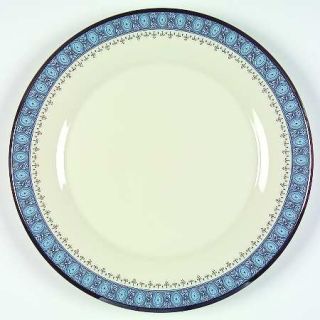 Gorham Kingsbury Dinner Plate, Fine China Dinnerware   Blue Band W/ Black&White