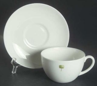 Wedgwood Boxwood Flat Cup & Saucer Set, Fine China Dinnerware   Green Topiary Ce