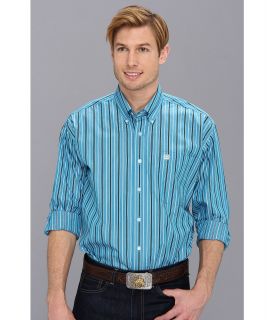 Cinch Cotton Plain Weave Stripe Mens Long Sleeve Button Up (Blue)