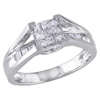 Tevolio 0.5 CT.T.W. Princess Cut Channel Set Diamond Ring in 10K White Gold GH
