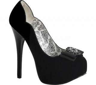 Womens Bordello Teeze 11   Black Velvet Platform Shoes