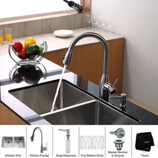 Kraus Kitchen Combo Set Stainless Steel 33  inch Undermount Sink With Faucet