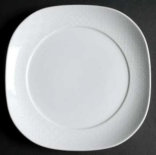 Nikko Yuki Dinner Plate, Fine China Dinnerware   All White,Geometric Border Deco