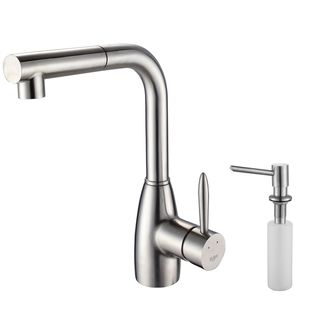 Kraus Kitchen Combo Set Stainless Steel Pull out Faucet And Dispenser