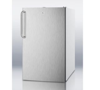 Summit Refrigeration 20 in Undercounter Refrigerator Freezer w/ Lock, White/Stainless, 4.1 cu ft