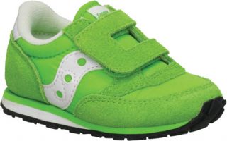 Boys Saucony Jazz H&L   Green/White Suede/Nylon Adjustable Width Shoes