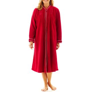 Earth Angels Long Zip Front Robe, Red, Womens