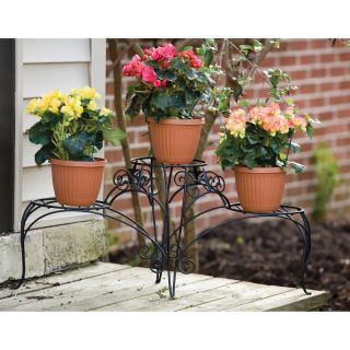 Panacea Black 3 Tiered Plant Stand With Finial   PAN89178