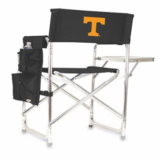 Picnic Time Portable Sports Chair   300 lb Capacity, Fold Out Side Table, Logo on Black