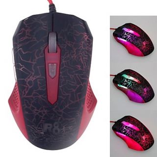R8 1625 Color Fire Wolf USB 2.0 Wired Game Mouse Dazzling Colorful Mouse