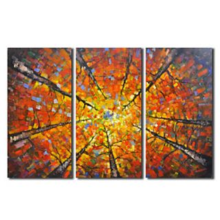 Hand Painted Oil Painting Botanical Touch the Sky with Stretched Frame Set of 3