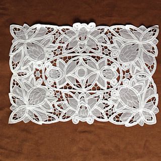 Set of 6 Cutworking Embroidery Rectangular Placemat, Lace 28X42cm