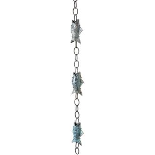 Blue Verde Fish Rain Chain (Blue verdeMaterials CopperStyle Rain chainDimensions 72 inches high x 4 inches wide )