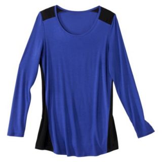 Mossimo Womens Colorblock Long Sleeve Top   Athens Blue/Black XL