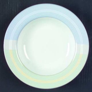 Studio Nova Parallel Rim Soup Bowl, Fine China Dinnerware   Pastel Bands On Rim
