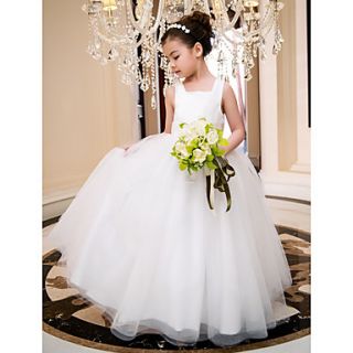 A line Square Ankle length Satin And Tulle Wedding/Party Flower Girl Dress(More Colors)