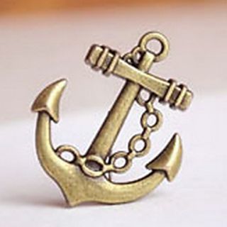 Anchor Shaped Bronze Pendant for Keychain   Set of 20