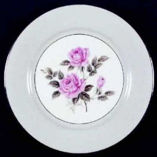 Noritake Arlington Dinner Plate, Fine China Dinnerware   Gray Rim, Pink Roses In