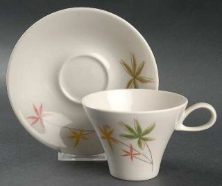 Iroquois Spring Flowers Flat Cup & Saucer Set, Fine China Dinnerware   Impromptu