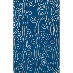 Somerset Bay Hand tufted Bacelot Bay Blue Beach Inspired Wool Rug (8 X 11)