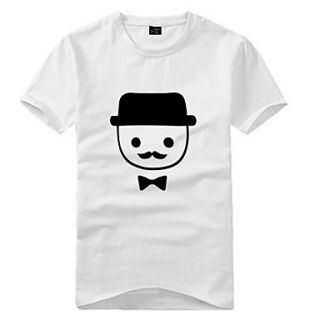 MenS Funny 3D Short Sleeve T Shirt with Cartoon Moustache and Hat (100% Cotton)