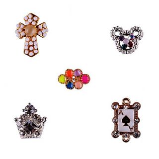 5PCS Diamond Studded Nail Art Alloy Decorations Energetic fashion No.75 79 (Assorted Colors)