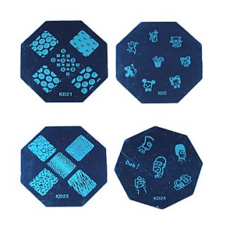 1PCS Nail Art Stamp Stamping Blue Image Template Plate KD Series NO.21 24 (Assorted Colors)