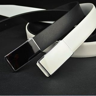 Mens Luxurious Genuine Leather Smooth Buckle Belt Sports