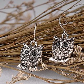 Women Vintage Owl Pendant Dangle Earrings
