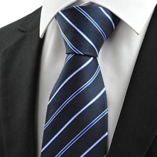 New Stripe Blue Jacquard Men Tie Suit Necktie for Party Holiday Gift