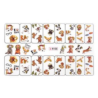5PCS Water Transfer Printing Dog Series Nail Art Stickers Cartoon W Sery No.108