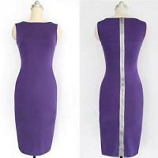 Womens Sexy Sleeveless Silm Solid Dress with Zipper