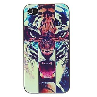 Fierce Tiger Pattern PC Hard Case with Black Frame for iPhone 4/4S