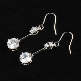 Graceful Platinum Plated With Zircon Round Shaped Womens Drop Earrings