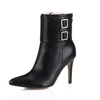 Leatherette Womens Stiletto Heel Fashion Boots Ankle Boots with Buckle
