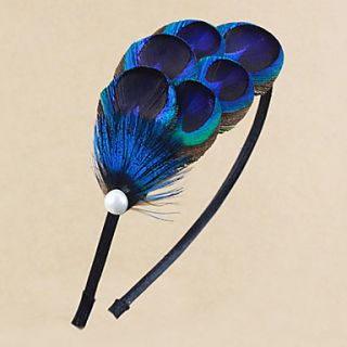 Vintage Blue Feather Headband For Women 1 Pc