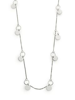 Sterling Silver Disc Station Necklace   Silver