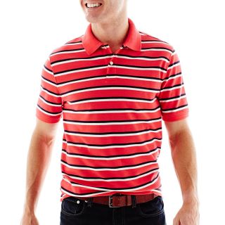 St. Johns Bay Striped Piqué Polo Shirt, Poinsettia Dbl Bar, Mens