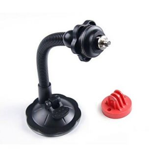 Universal 360 Degree Rotational Car Mount Holder with Suction Cup and Red GoPro Adapter for GoPro Camera