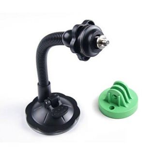 Universal 360 Degree Rotational Car Mount Holder with Suction Cup and Green GoPro Adapter for GoPro Camera